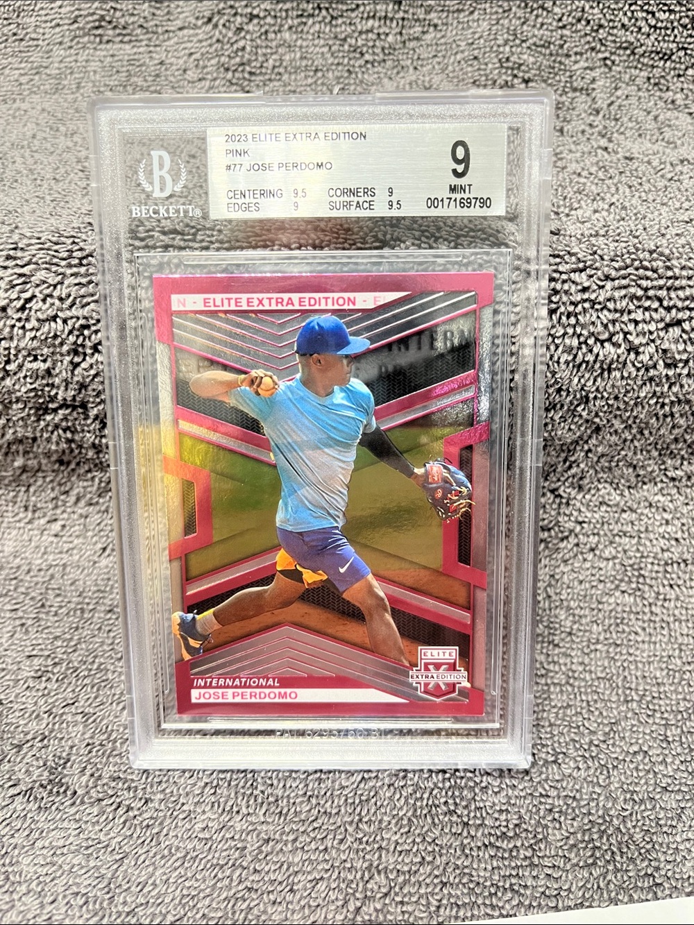 2023 Panini Elite Extra Edition Pink Parallel Jose Perdomo #77 (RC) Rookie Card